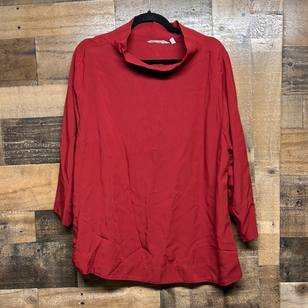 Soft Surroundings Maroon Solid Casual Stylized Neck Top Women's Size‎ 1X